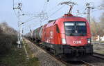 ÖBB - Österreichische Bundesbahnen [A] mit ihrer  1116 271  [NVR-Numer: 91 81 1116 271-8 A-ÖBB] und einem Kesselwagenzug am 10.02.23 Durchfahrt Bahnhof Berlin-Hohenschönhausen.