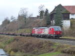 ÖBB 9180 1293 018-8 A-ÖBB mit einem Flachwagenzug bei Volkmannsdorf am 26.11.2024