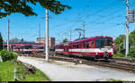 ET 53 der SLB fährt am 26. Mai 2017 kurz vor der Endbahnhof Salzburg Hbf am Depot vorbei.