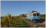 ET 1 der Steiermarkbahn am 23.10.2021 wenige Meter vor der Haltestelle Burgfried.
