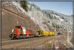 Diesellok D4 der STLB fhrt mit einem Bauzug von Spielfeld-Stra nach Linz.
St Michael 24.03.2008