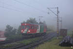 An einem nebeligen Sommermorgen erreicht der modernisierte Oldtimertriebwagen ET2 der Gleichenbergerbahn gerade Trautmannsdorf.