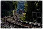 Teleaufnahme vom STLB Triebwagen 2, auf der Fahrt von Feldbach nach Bad Gleichenberg.