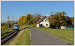 ET 1 der Steiermarkbahn am 23.10.2021 wenige Meter vor der Haltestelle Burgfried.