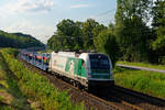 1216 960 STB mit einem Milsped Autotransportzug bei Hausbach Richtung Passau, 21.07.2020