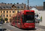 Tw.320 bei der Ausfahrt aus der provisorischen Endstelle Gmunden Klosterplatz.