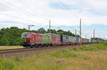 193 228 der TX-Logistik führte am 16.06.24 einen KLV-Zug von Rostock kommend durch Wittenberg-Labetz Richtung Bitterfeld.