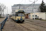 Wien Wiener Lokalbahnen (WLB): Die Tw 108 + Tw 4xx halten am 17.