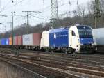 1216 950 der Wiener Lokalbahnen zieht einen Containerzug durch Kln-Gremberg. Aufgenommen am 25/02/2009.