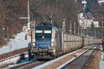 ES 64 U2 - 27 war am 27.01.2010 Richtung Westen unterwegs. Die Aufnahme entstand kurz vor Pressbaum.