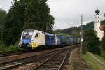 182 564 der WLB mit einem KLV Zug am 13.08.2010 in Wernstein.