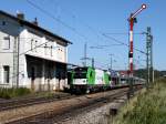 Die 1216 954 am 02.10.2011 mit einem Autozug bei der Durchfahrt in Pleinting.