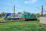 Anfang September 2024 konnte ich am Bahnsteig in Kołobrzeg (Kolberg) die Rangierlokomotive 401Da-069 und die Elektrolokomotive EU160-024 ablichten.