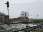 Ausfahrsignale in Richtung Deutschland,am 04.Februar 2013,im polnischen Stobno Szczecinskie(Strecke Szczecin-Pasewalk).