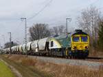 FREIGHTLINER Class 66 mit Getreidezug in Hummeldorf zwischen Salzbergen und Rheine, 12.03.2022