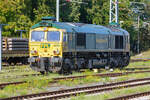 Class 66 Freightliner PL abgestellt in Bergen auf Rügen.