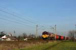 Class 66-196 mit einem DB Schenker Rail Polen bei Tychy(Tichau)am 15.01.2014.