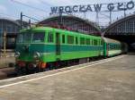 Diese E-Lok Br.EU06-12 von PKP zog am 06.06.07 einen Schnellzug nach Stettin Hbf, hier im Bahnhof Wroclaw Glowny(Berslau Hbf).