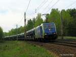 Autos nach Wustermark aus Polen. Am Umleitertag 1.Mai kam die EU 43-005 mit dem Autoganzzug durch Bestensee.