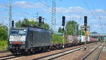 DB Cargo Deutschland AG mit der polnischen MRCE Dispo  ES 64 F4-455 [NVR-Number: 91 51 5170 029-0 PL-DISPO] und Containerzug am 15.07.18 Bf.