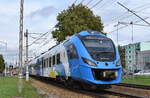 PKP Przewozy Regionalne Sp.z o.o. mit  ED78-018  (NVR:  94 51 2 141 ???-? PL-PREG ) bei der Ausfahrt Bahnhof Kostrzyn nad Odrą, 25.09.24