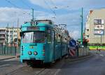 STRASSENBAHNBETRIEBE IN POLEN
Strassenbahn POSEN
Auf dem Strassenbahnnetz sind auch Gebrauchtwagen aus Düsseldorf und Frankfurt am Main zu sehen. Am 16. August 2014 konnte der Düwag GT8 903 ex Frankfurt am Main (1963) im aktuellen Farbkleid der Städtischen Verkehrsbetriebe Frankfurt am Main fotografiert werden. Seit ca. 2000 gehört er zum Bestand der Städtischen Verkehrsbetriebe Posen. Mit den beiden Aufnahmen des GT8 903 kann das Zweirichtungsfahrzeug bestens dokumentiert werden.  
Foto: Walter Ruetsch