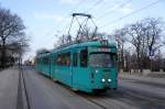 Polen / Straßenbahn Posen: Duewag GT8 ZR - Wagen 907 (ehemals Frankfurt / Main) aufgenommen im Januar 2015 an der Haltestelle  Fredry  in der Innenstadt von Posen.