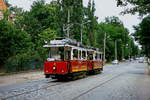 Am 23.06.2013 befährt der historische Tw 1 mit Bw 2 Berolina (LHW/Trelenberg 1901/02) den nur als Betriebsstrecke dienenden Abschnitt in der Adama Mickewicza