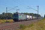 Mit einem KLV-Zug am Haken rollte 370 072 der Cargounit im Dienste der DB am 20.09.24 durch Jütrichau Richtung Magdeburg.