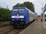 BR285-122 mit Sonderzug  Rybak  beim Halt in Bahnhof Miedzyrzecz,20.07.2014