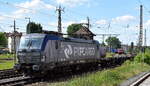 PKP CARGO S.A., Warszawa [PL] mit ihrer  EU46-510  [NVR-Nummer: 91 51 5370 022-3 PL-PKPC] und einem Ganzzug Containertragwagen (leer) Richtung Polen am 06.05.24 Höhe Bahnhof Frankfurt/Oder.