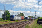 Am 23.06.24 führte 370 014 der PKP Cargo einen China-Containerzug durch Saarmund Richtung Potsdam.
