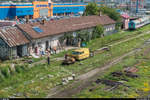 Überblick über einen Teil des Bahnhofs Cluj-Napoca, scheinbar Standort der Infrastrukturinstandhaltung, am 10. Juli 2018.