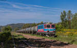 60 1545 der GFR	mit dem 662190 (Simleul Silvaniei - Brazi) im Bahnhof Băbuteni 24.8.24  