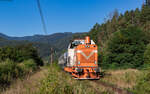 82 0374 mit dem R 5472 (Bicaz - Piatra Neamt) bei Tarcău Neamt 14.8.24