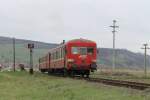 57-0358-2 / 097-558-3 der  Regiotrans (ex-SNCF X4568, Baujahr: 1966) mit Regionalzug R 14564 Sighişoara-Odorheiu auf Bahnhof Lutiţa am 8-4-2013.