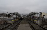 Ein Desiro-Triebwagen wartet im Bahnhof Pitesti am 13.02.2016.