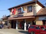 Viseu de Sus,Maramures. Bahnhof Strassenseite. Talstation der Caile Ferate Forestiere; CFF.  9.8.13