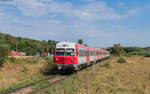 614 022 / 614 021 und 614 041 / 614 042 als R 10304 (Bârlad - Galati) bei Balintesti 18.8.24