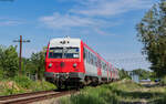 614 022 / 614 021 als R 10304 (Bârlad - Galati) am Haltepunkt Umbrăresti Sat 18.8.24