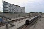 Ausfahrt des Öresundtåg nach Kopenhagen am 29.08.2018 im Bahnhof Malmö Hyllie.