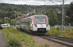 Der Regionalzug SJ Regina X14 9025 bei der Abfahrt vom Bahnhof Rättvik in Dalarna.