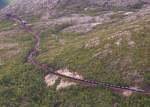 Erzzug mit Dm3 und 52 Erzwagen auf der Fahrt von Kiruna nach Narvik am 05.09.2007 16:00 Uhr zwischen Katterat und Romback, der letzte Zug fr 2 Tage auf der Strecke Kiruna - Narvik, um 12:30 Uhr sind