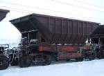 Erzwagen Uadh, aufgenommen am 18.03.2005 in Vassijaure station, Stckzahl (Januar 2005) 265, Volumen 37 m3, Nutzlast 80 Tonnen.