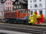 SBB - Schneeschleuder Xrotm 99 85 949 1 096-5 abgestellt im Bahnhofsareal in Erstfeld am 27.02.2015