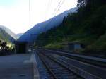 Blick auf die Gleisanlagen des aufgelassenen Bahnhofs Wassen, an der Gotthard-Nordrampe.