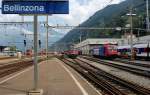 Bahnhof Bellinzona: Viel Betrieb im Gleisvorfeld. (Aufnahme 19.09.2008)