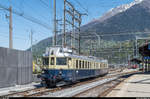 Neben dem RAe TEE II und dem DSF-RBe-Pendelzug weilte am 22. April 2017 auch der BCFe 4/6 736 der BLS für eine private Gruppe im Wallis. Hier bei der Ausfahrt Brig auf der Rückfahrt nach Bern. Das alte Stellwerkgebäude wurde leider letztes Jahr abgebrochen, es hätte hier einen schönen Hintergrund abgegeben.