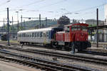 SBB: Aussergewöhnlicher Schnappschuss einer Rangierfahrt in Solothurn HB.
Im Gegenlicht verewigt wurden Tmf 98 85 5 232-5 CH - SBB I mit B 5085 20-35 297-4.
Foto: Walter Ruetsch