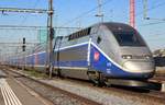 SNCF TGV Duplex Rame 4725 als TGV von Paris-Gare de Lyon nach Zürich HB erreichte am 18. Oktober 2017 etwas verspätet den HB Zürich.